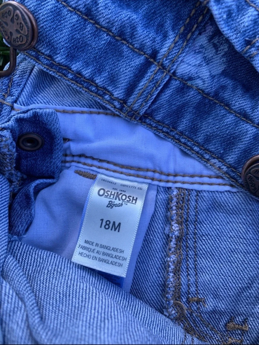 OshKosh B'gosh Light Blue Denim Overalls with Floral Prints